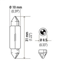 Load image into Gallery viewer, Hella Universal Clear 12V 10W 10x41mm T3.25 Bulb
