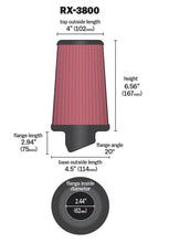 Load image into Gallery viewer, K&amp;N Filter Universal X Stream Clamp-On 2.438in Flange ID x 4.5in Base OD x 4in Top OD x 6.563in H
