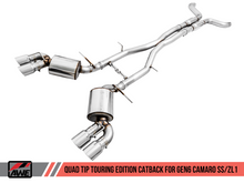 Load image into Gallery viewer, AWE Tuning 16-19 Chevy Camaro SS Res Cat-Back Exhaust -Touring Edition (Quad Chrome Silver Tips)
