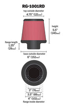 Load image into Gallery viewer, K&amp;N Universal Air Filter Chrome Round Tapered Red - 4in Flange ID x 1.125in Flange Length x 5.5in H
