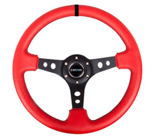 Load image into Gallery viewer, NRG Reinforced Steering Wheel (350mm / 3in. Deep) Red Suede w/Blk Circle Cutout Spokes
