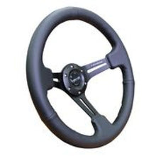 Load image into Gallery viewer, NRG Reinforced Steering Wheel (350mm / 3in. Deep) Black Leather w/ Black Stitching
