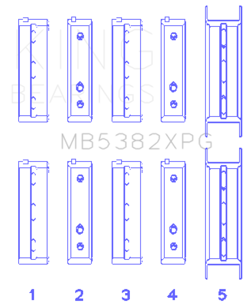 King Subaru EJ20/EJ22/EJ25 (For Thrust in #5 Position) .026 Oversized Tri-Metal Perf Main Bearing Se