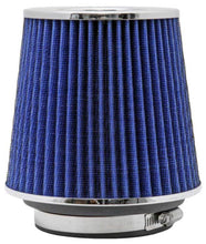 Load image into Gallery viewer, K&amp;N Universal Air Filter Chrome Round Tapered Blue - 4in Flange ID x 1.125in Flange Length x 5.5in H
