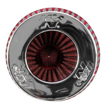 Load image into Gallery viewer, K&amp;N Universal Air Filter Chrome Round Tapered Red - 4in Flange ID x 1.125in Flange Length x 9.5in H
