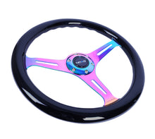 Load image into Gallery viewer, NRG Classic Wood Grain Steering Wheel (350mm) Black Paint Grip w/Neochrome 3-Spoke Center
