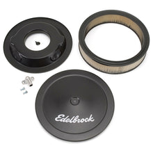 Load image into Gallery viewer, Edelbrock Air Cleaner Pro-Flo Series Round Steel Top Paper Element 14In Dia X 3 75In Dropped Base
