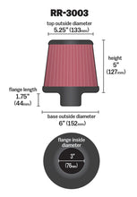 Load image into Gallery viewer, K&amp;N Universal Filter 3 inch Flange 6 inch Base 5 1/4 inch Top 5 inch Height w/ Polished Top
