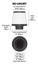 Load image into Gallery viewer, K&amp;N Universal Filter Chrome Round Tapered White - 4in Flange ID x 1.125in Flange Length x 5.5in H
