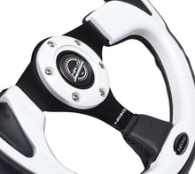 Load image into Gallery viewer, NRG Reinforced Steering Wheel (320mm) Blk w/White Trim &amp; 4mm 3-Spoke
