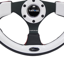 Load image into Gallery viewer, NRG Reinforced Steering Wheel (320mm) Blk w/White Trim &amp; 4mm 3-Spoke
