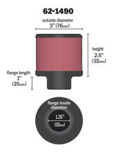 Load image into Gallery viewer, K&amp;N Rubber Base Chrome Top Push-In Crankcase Vent Filter 3in OD x 2-1/2in H.
