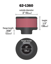 Load image into Gallery viewer, K&amp;N 3/4 inch ID 2 inch OD 1.5 inch H Clamp On Crankcase Vent Filter
