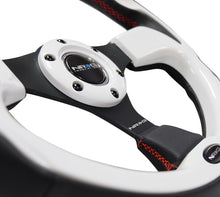 Load image into Gallery viewer, NRG Reinforced Steering Wheel (320mm) Blk w/White Trim &amp; 4mm 3-Spoke
