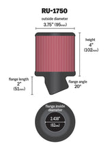 Load image into Gallery viewer, K&amp;N Filter Universal Rubber Round Straight Filter 20 Deg Angled 2-7/16in Flange 3-3/4in OD 4in H
