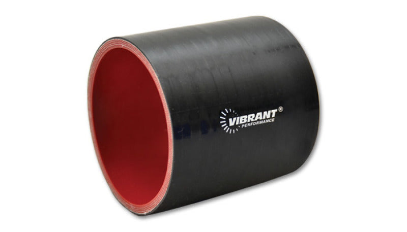 Vibrant 2-1/8in I.D. x 3in Long Gloss Black 4 Ply Aramid Reinforced Silicone Hose Coupling