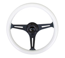 Load image into Gallery viewer, NRG Classic Wood Grain Steering Wheel (350mm) Glow-N-The-Dark Green Grip w/Black 3-Spoke Center
