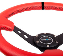 Load image into Gallery viewer, NRG Reinforced Steering Wheel (350mm / 3in. Deep) Red Suede w/Blk Circle Cutout Spokes
