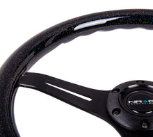 Load image into Gallery viewer, NRG Classic Wood Grain Steering Wheel (350mm) Black Sparkled Grip w/Black 3-Spoke Center
