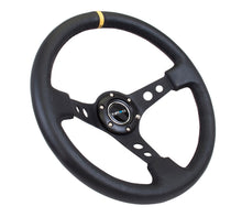 Load image into Gallery viewer, NRG Reinforced Steering Wheel (350mm / 3in. Deep) Blk Leather w/Blk Cutout Spoke/Yellow Center Mark
