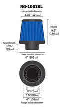 Load image into Gallery viewer, K&amp;N Universal Air Filter Chrome Round Tapered Blue - 4in Flange ID x 1.125in Flange Length x 5.5in H
