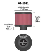 Load image into Gallery viewer, K&amp;N 1in Flange ID x 3in OD x 2.5in Height Clamp On Crankcase Vent Filter
