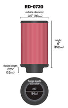 Load image into Gallery viewer, K&amp;N Universal Rubber Filter 2.5in Flange ID x 3.5in OD x 6in Height
