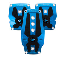 Load image into Gallery viewer, NRG Brushed Aluminum Sport Pedal M/T - Blue w/Black Rubber Inserts
