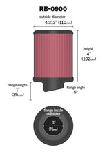 Load image into Gallery viewer, K&amp;N Universal Rubber Filter 3 inch 5 Degree FLG 4 1/2 inch OD 4 inch Height
